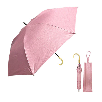 日傘 コーラルピンク 55cm 27395PINK / ダンガリー風 ショートワイド 手開き式 折りたたみ傘 晴雨兼用