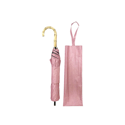 日傘 コーラルピンク 55cm 27395PINK / ダンガリー風 ショートワイド 手開き式 折りたたみ傘 晴雨兼用