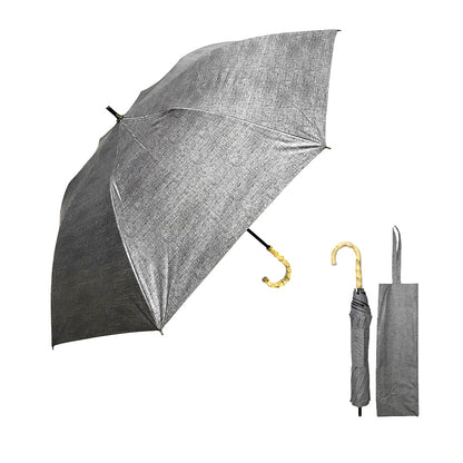 日傘 チャコール 55cm 27395CHARCOAL / ダンガリー風 ショートワイド 手開き式 折りたたみ傘 晴雨兼用
