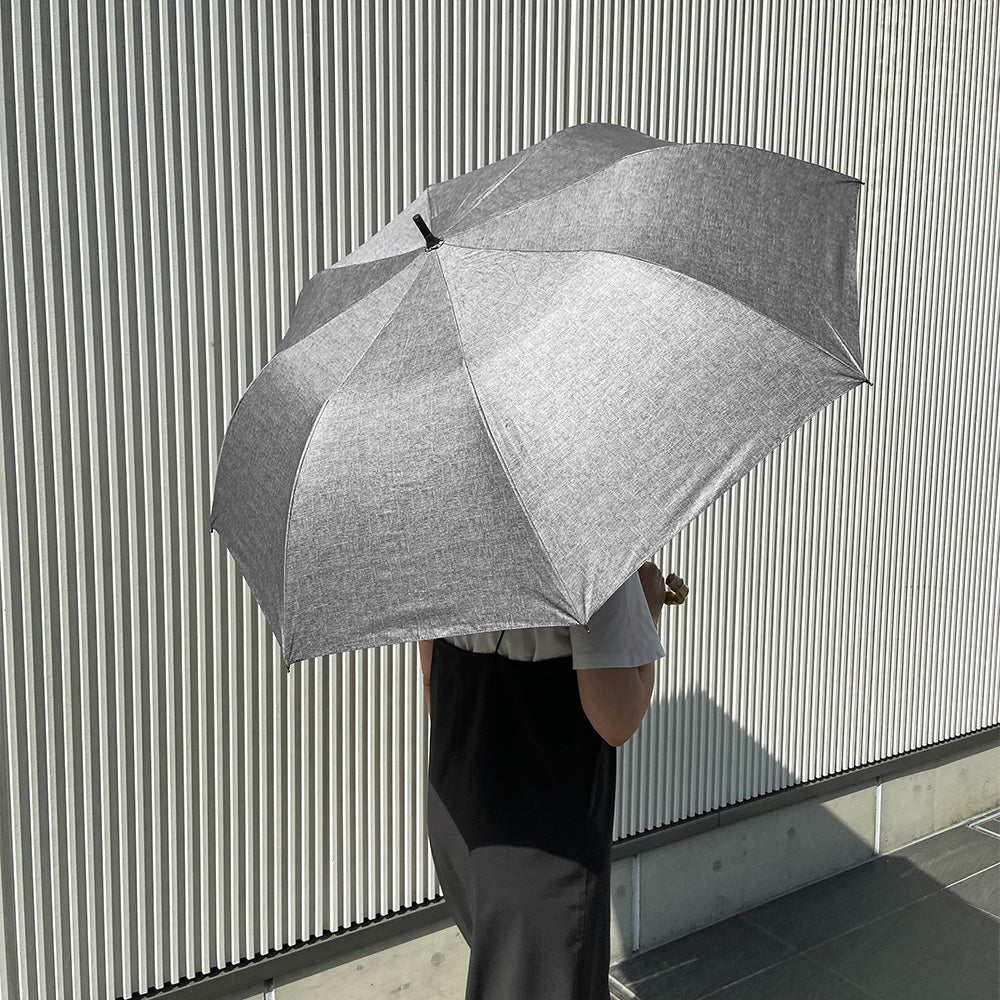 日傘 チャコール 55cm 27395CHARCOAL / ダンガリー風 ショートワイド 手開き式 折りたたみ傘 晴雨兼用