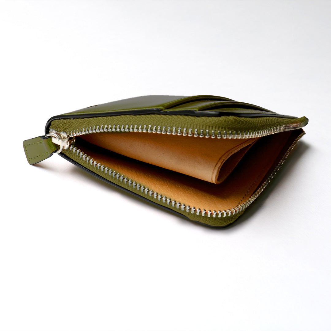 財布 グリーン / L字型ジップ財布