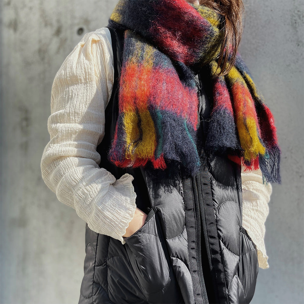 マフラー タータン ネイビー / Mohair Tartan