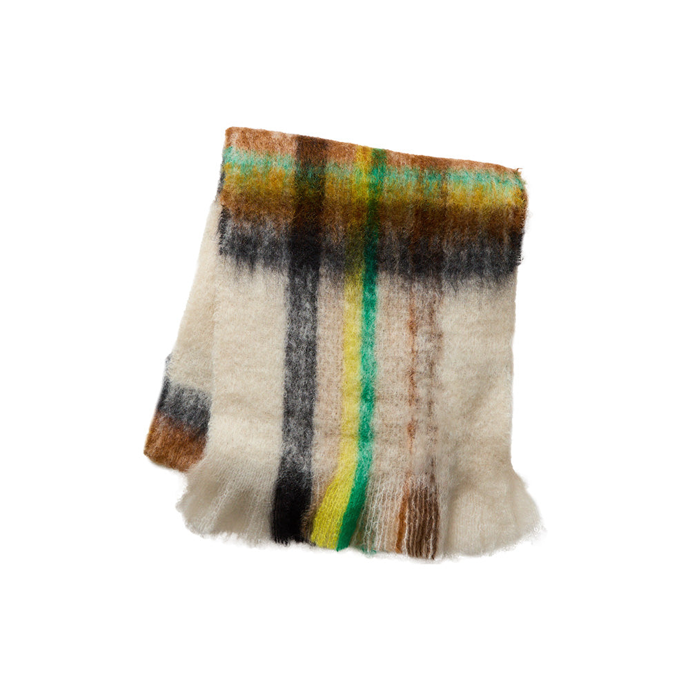 マフラー タータン ホワイトブラック / Mohair Tartan