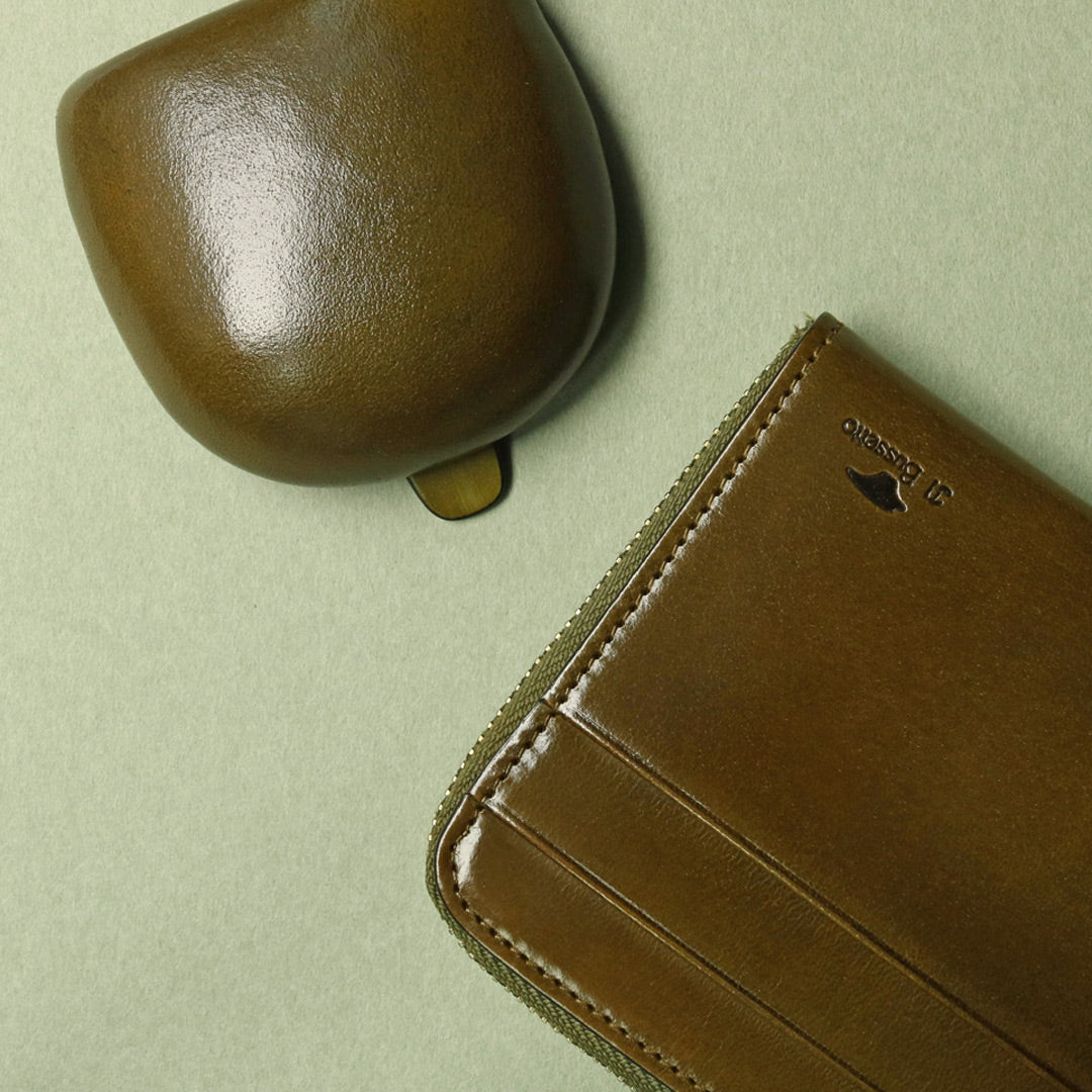 財布 グリーン / L字型ジップ財布