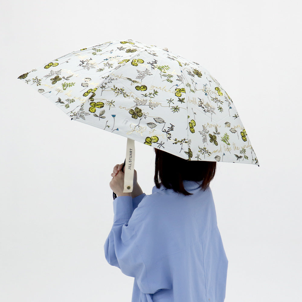 日傘 イエロー 50cm 1JI27715-15-53 / 手開き式 折りたたみ傘 晴雨兼用 ボタニカル箔押し