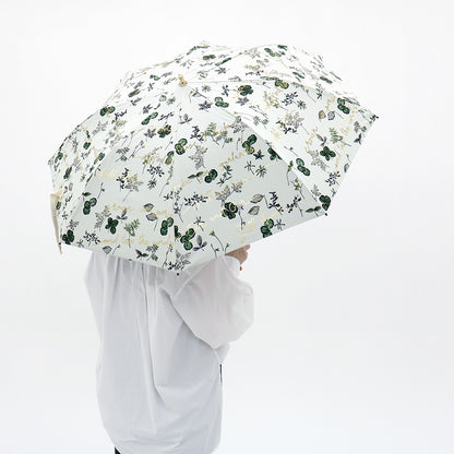 日傘 グリーン 50cm 1JI27715-15-43 / 手開き式 折りたたみ傘 晴雨兼用 ボタニカル箔押し
