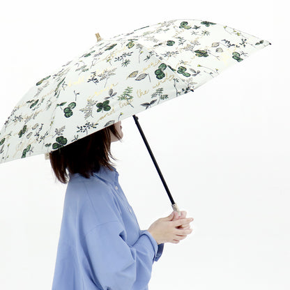 日傘 グリーン 50cm 1JI27715-15-43 / 手開き式 折りたたみ傘 晴雨兼用 ボタニカル箔押し