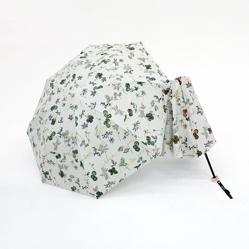 日傘 グリーン 50cm 1JI27715-15-43 / 手開き式 折りたたみ傘 晴雨兼用 ボタニカル箔押し