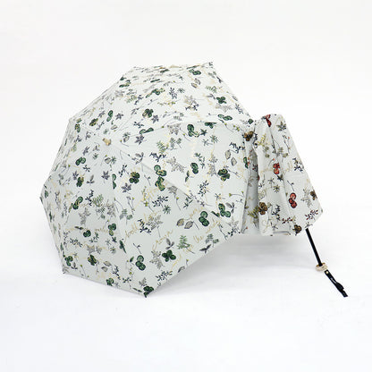 日傘 グリーン 50cm 1JI27715-15-43 / 手開き式 折りたたみ傘 晴雨兼用 ボタニカル箔押し