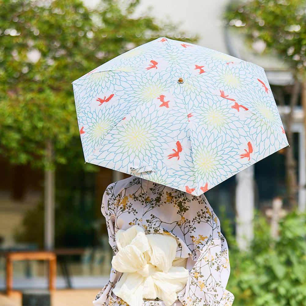 日傘 金魚 金赤 50cm / 手開き式 折りたたみ傘 晴雨兼用