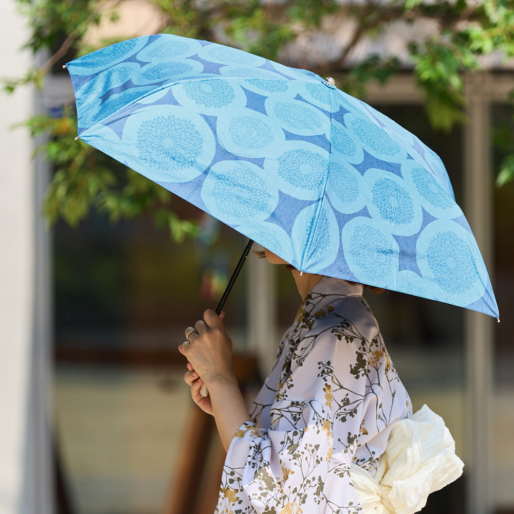 日傘 ピンポンマム 青藍 50cm / 手開き式 折りたたみ傘 晴雨兼用