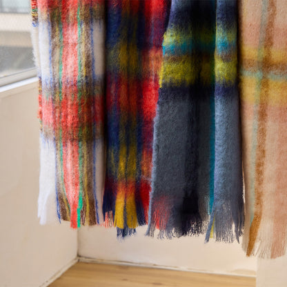 マフラー タータン ブルーベージュ / Mohair Tartan